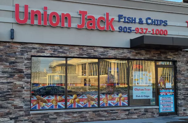 union jack fish and chips restaurant carlton and vine st. catharines, ontario