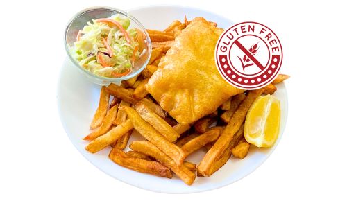 BOGO - 1pc gluten free halibut and chips (Buy 1 get 1 half price)