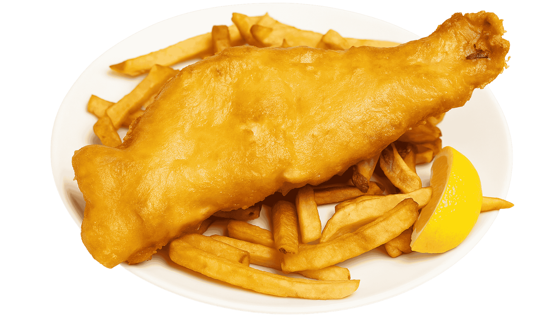 1pc Haddock & Chips (20% off happy hour)(ONLINE ORDERS ONLY)