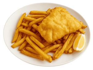 1pc Halibut & Chips (20% off happy hour)  (ONLINE ORDERS ONLY)